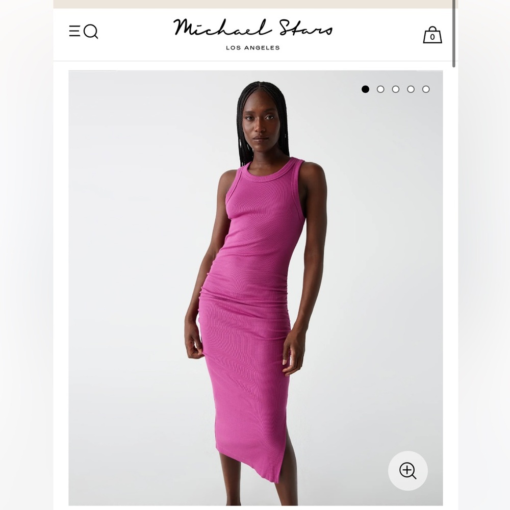 Michael Stars Wren ruched ribbed tank dress Size M ultraviolet